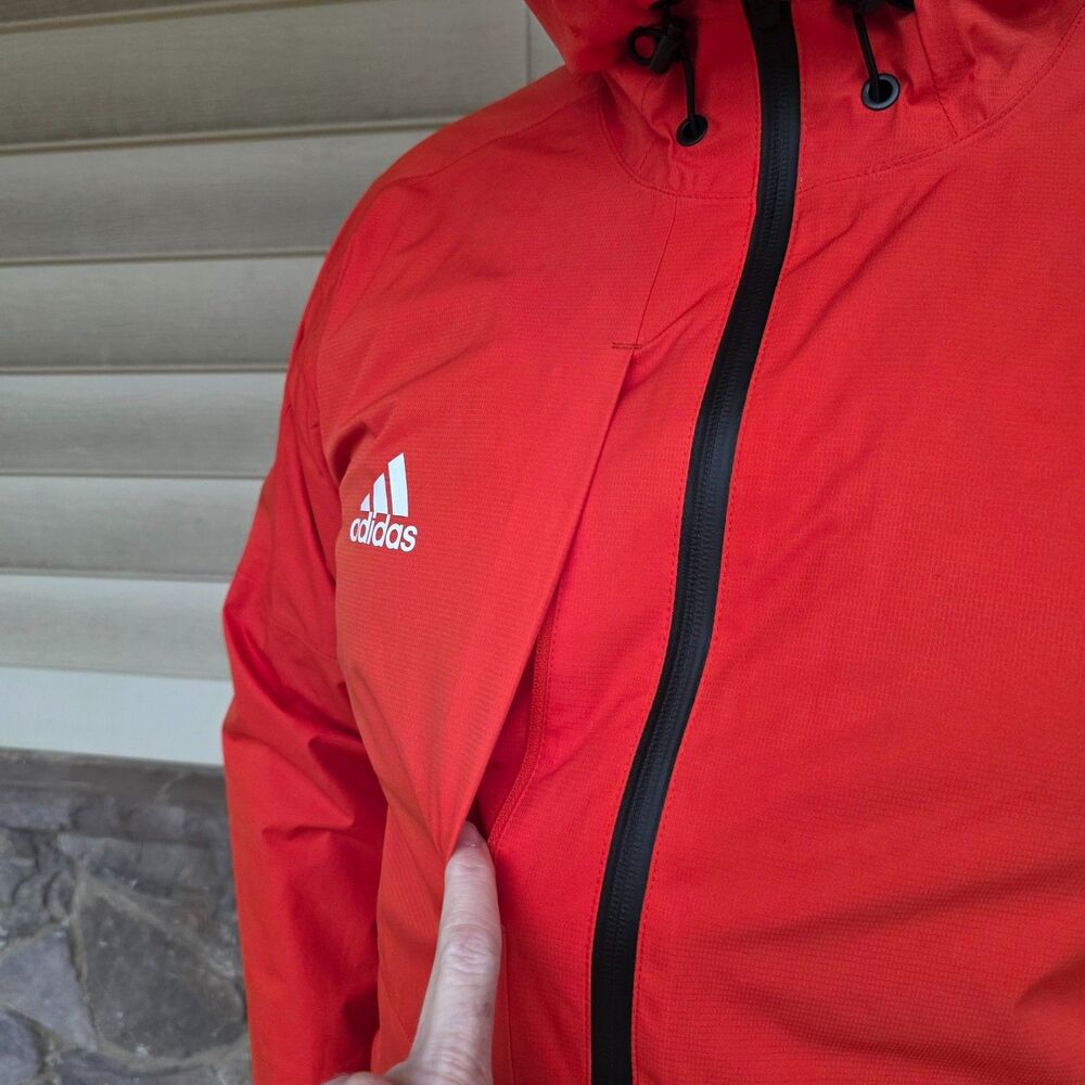 Adidas Gamemode Rain Jacket NWT Size Large in Orange - Picture 6 of 16